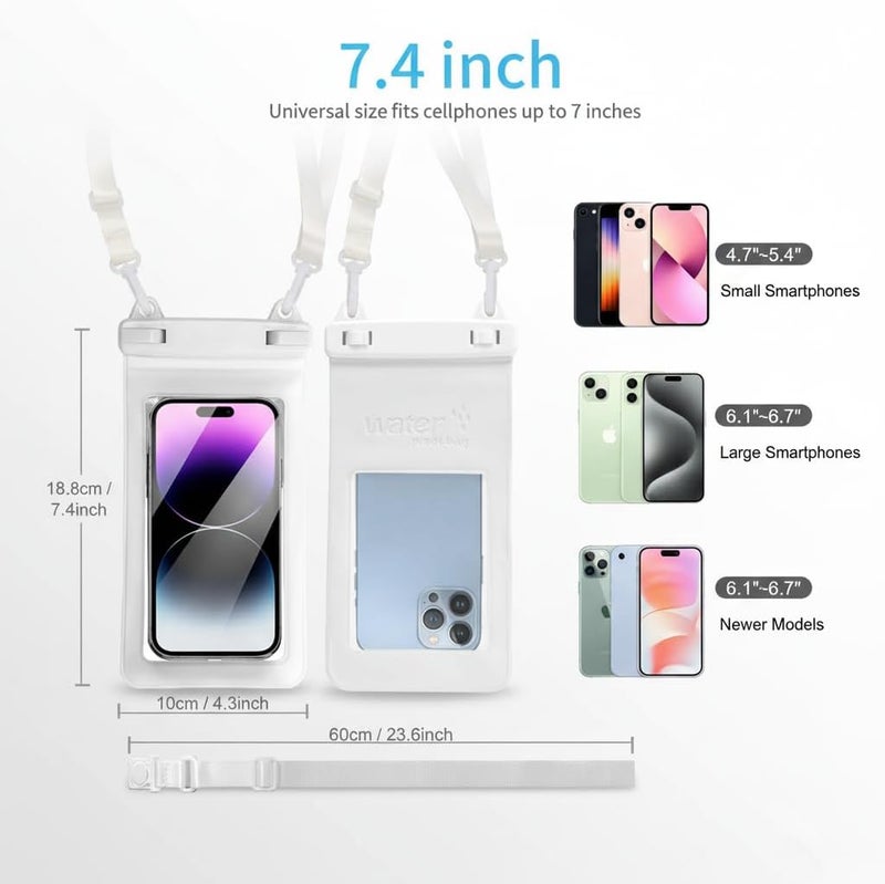 SUNG CHY IPX8, 7.4Waterproof Phone Pouch, Universal Fit(iPhone 16 15 14 13 Plus Pro, 12 11 Pro XR X 8 7 6S Plus SE, Galaxy S25 S24 S23 S20 Series Pixel, Lanyard Included (Orange) 1pack - Image 3